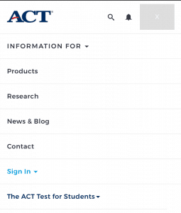 Register for the ACT: Sign In (Mobile)