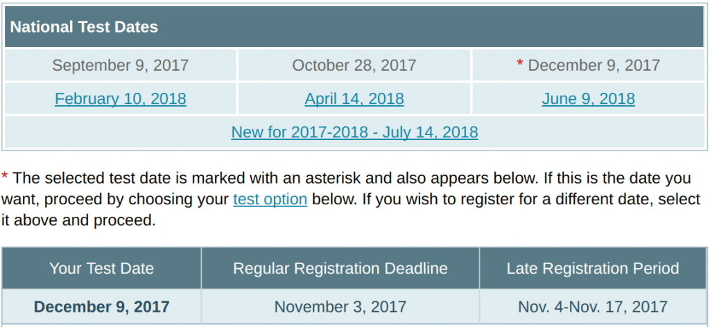 Register for the ACT: Select Test Date